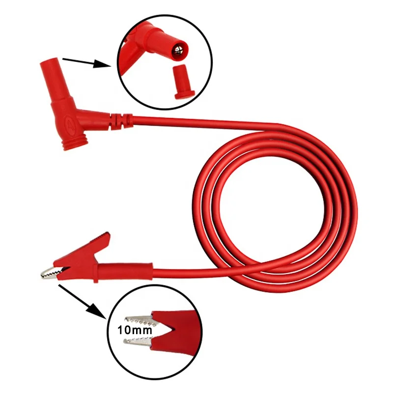 Factory low price black+red 4mm banana plug to alligator clip test lead 1M 15A Multimeter cable