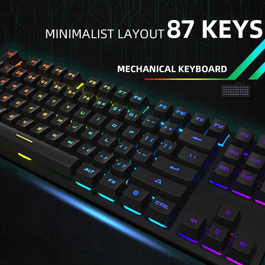 Hot Sell Sensitive Computer Desks Non-delayed Ergonomic 87 Keys USB Wired Gaming Mechanical Keyboard for Office