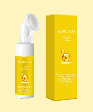 Whitening Custom Logo Skincare Clean Vegan Cleaner Oil Control Two Crack Yeast Facial Cleanser Vitamin E Foaming Facial Cleanser