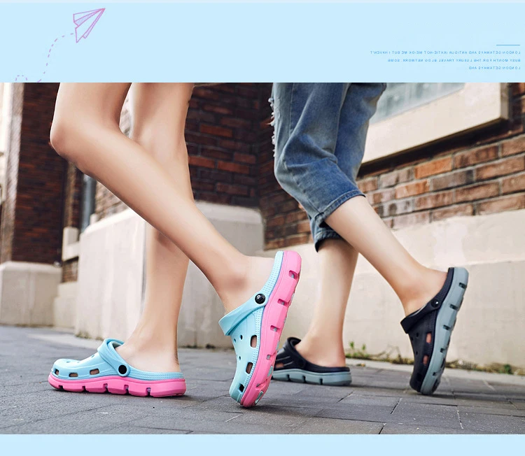 Оптовая продажа летние туфли с дырками очаровательные Мультяшные новые талисманы на низком каблуке для тапочек