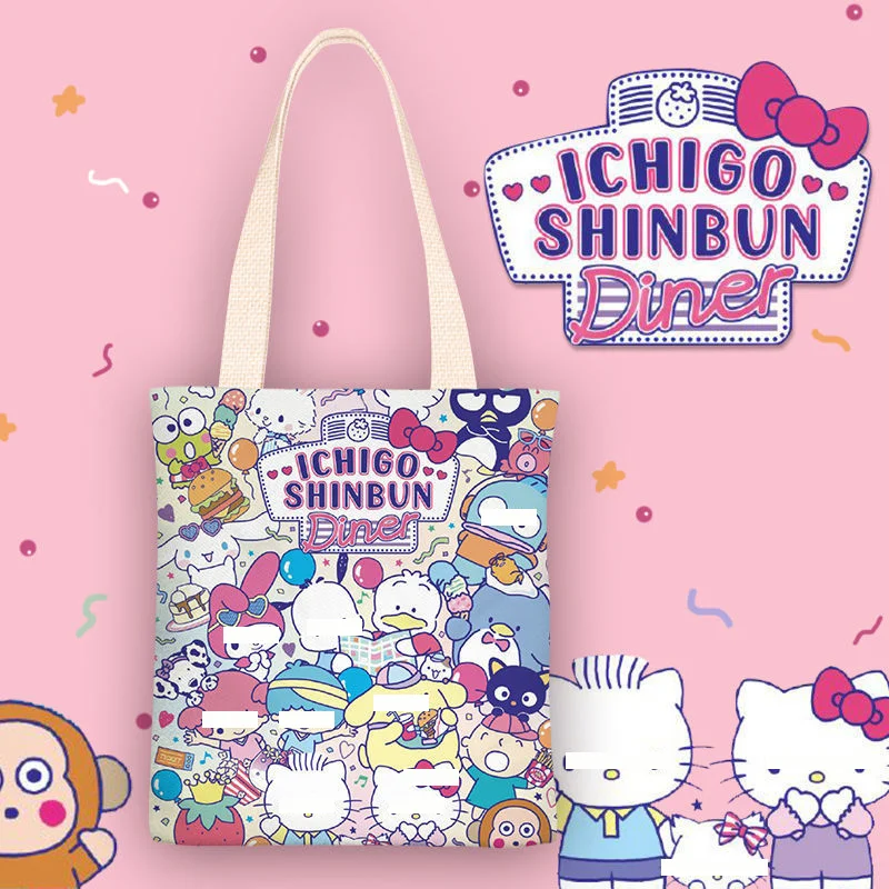 2024 Wholesale New KT Cat ins Small Fresh Cartoon Canvas Bag Female Student Shoulder Bag Simple Class Bag Large Capacity Handbag