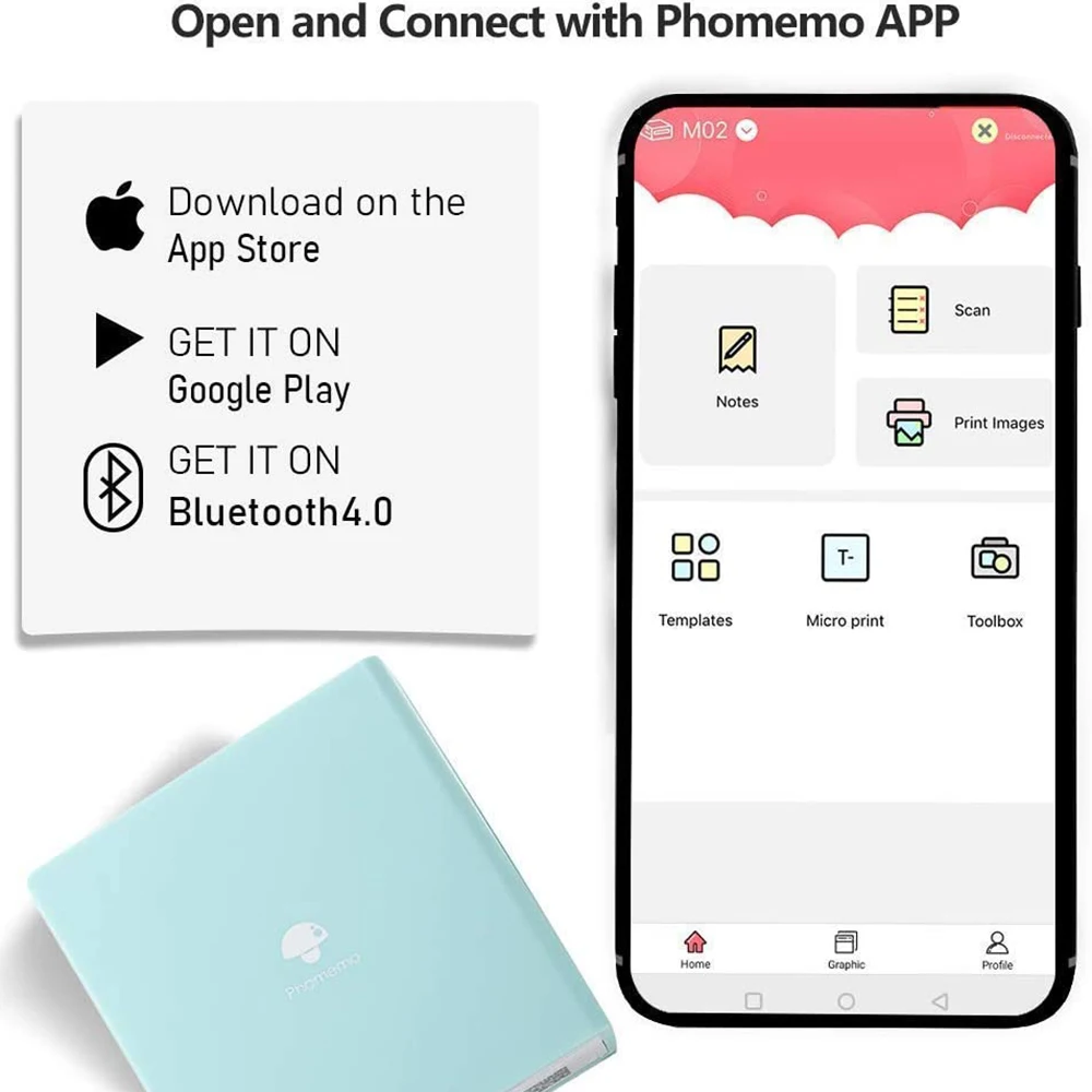  Портативный принтер для этикеток Phomemo M02 мобильный телефон беспроводная термонаклейка карманный мини ручной фотопринтер принтеры Android