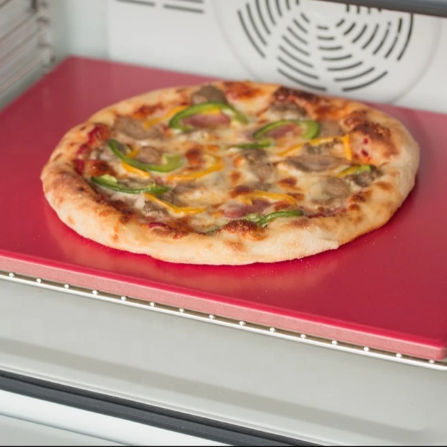 Red Glazed Rectangle BBQ Baking Pizza Stone Reusable Premium Cordierite Pizza Stone Easy To Clean Pizza Stone For Oven And Grill