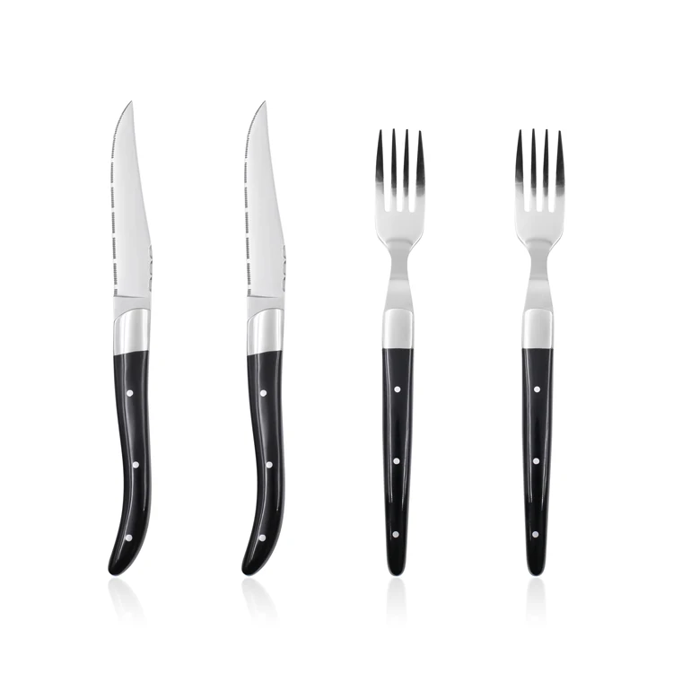 Hot selling High Quality Competitive Price Less MOQ Customization Acrylic Handle Fork and Steak Knife Set