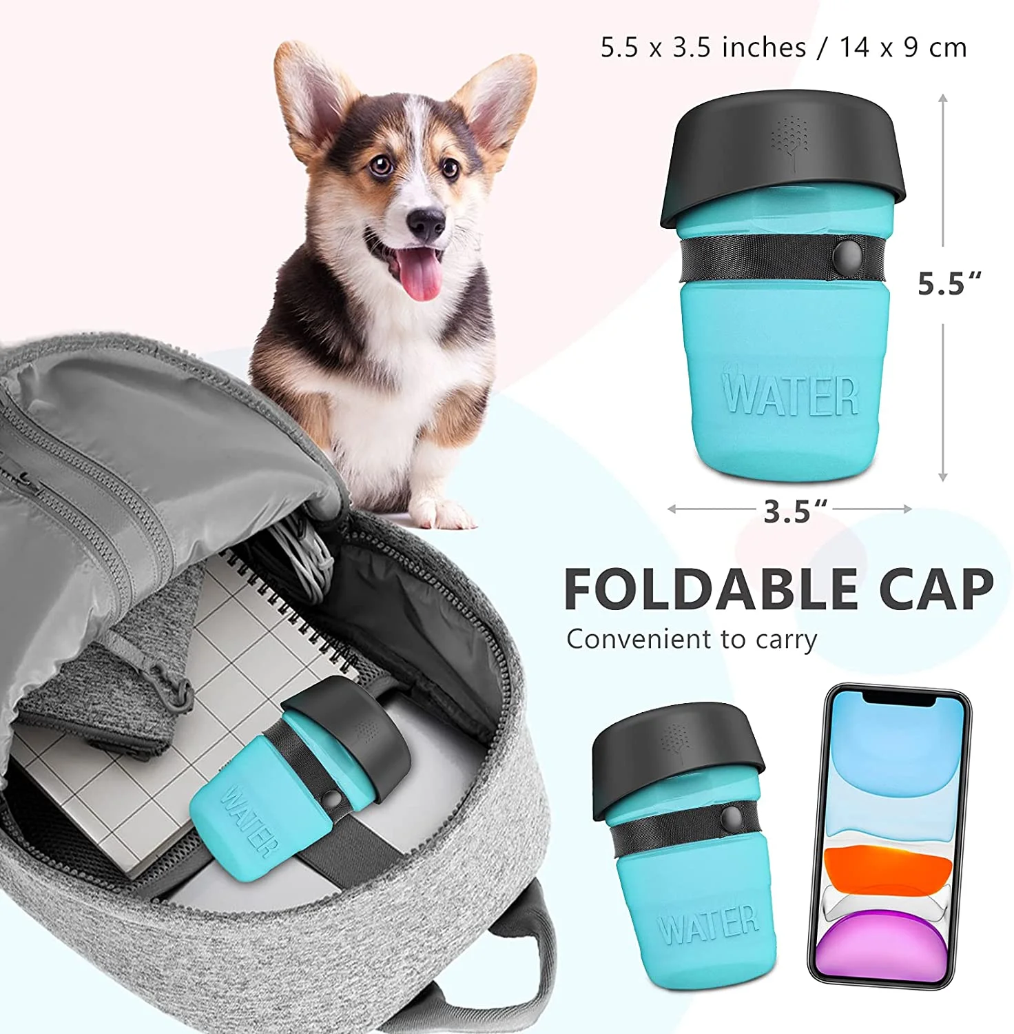 Pet Water Bottle Portable Collapsible Travel Foldable 520ml Dog Drinking Water Dog Water Bottle
