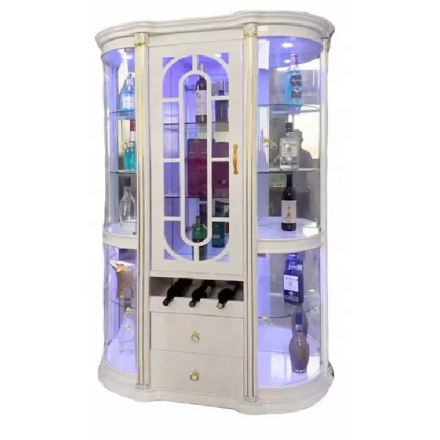 Classic Lockable Glass Display Cabinet Wooden Wine Cabinet for Home Living Room Furniture