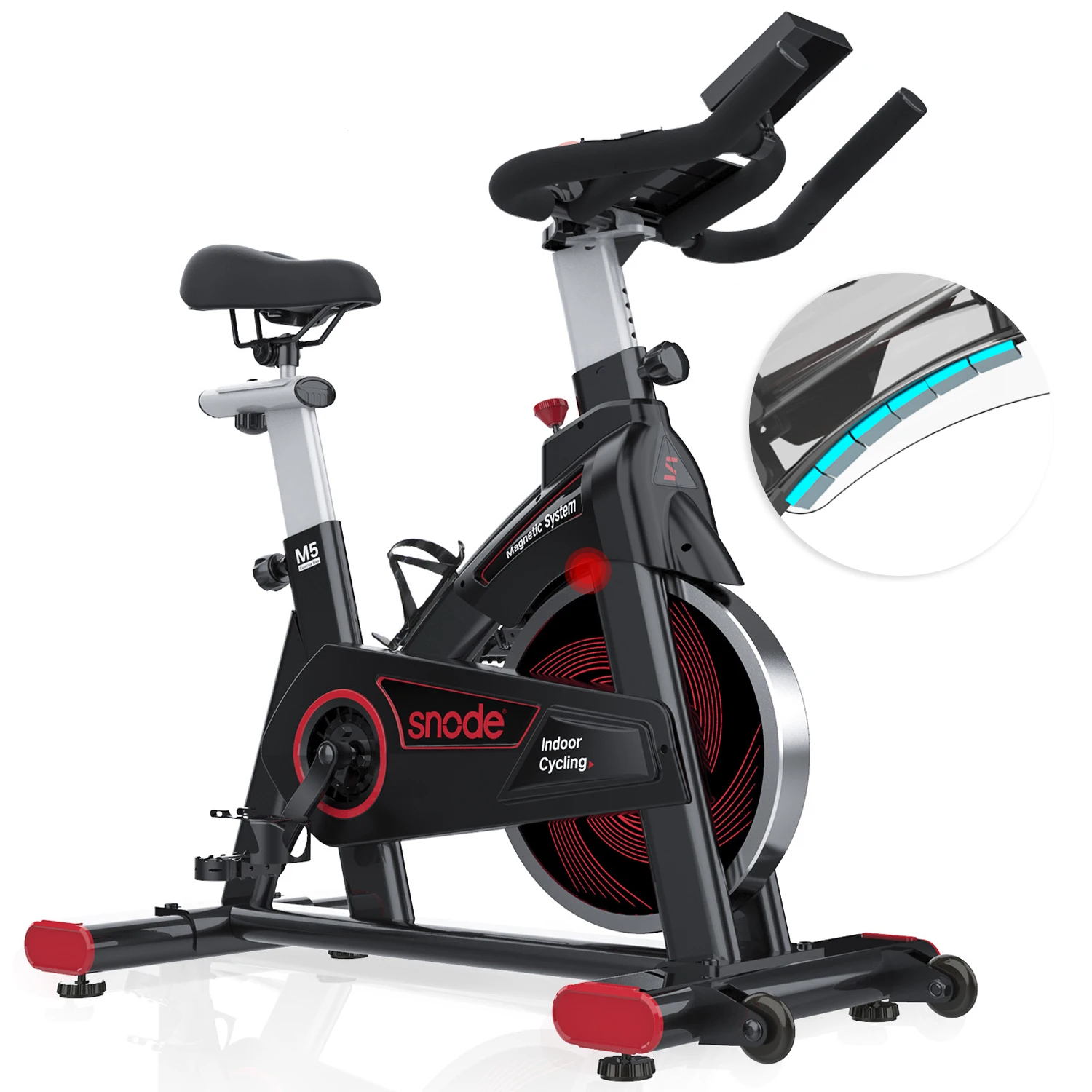 Snode 8731b black home exercise bike can link app to display heart rate, mileage and adjust gear
