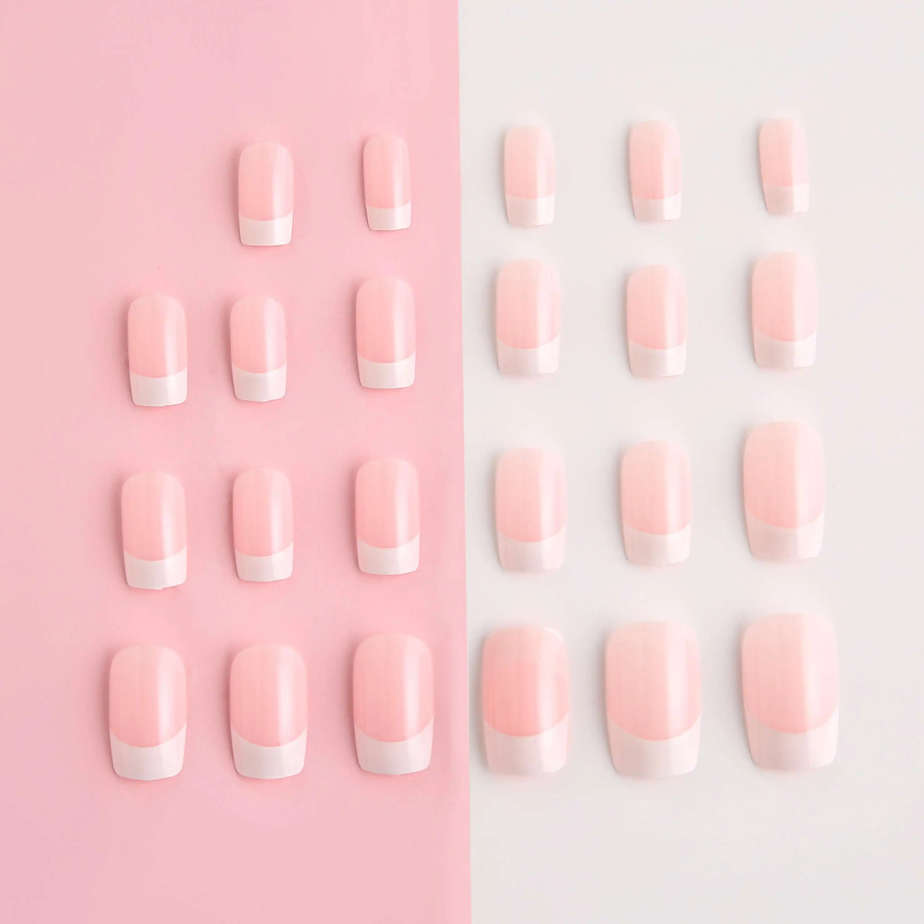 Wholesale 24pcs/box Pink Fake Nail Coffin Style Bride False Nails Pure Color Preaa On Nails