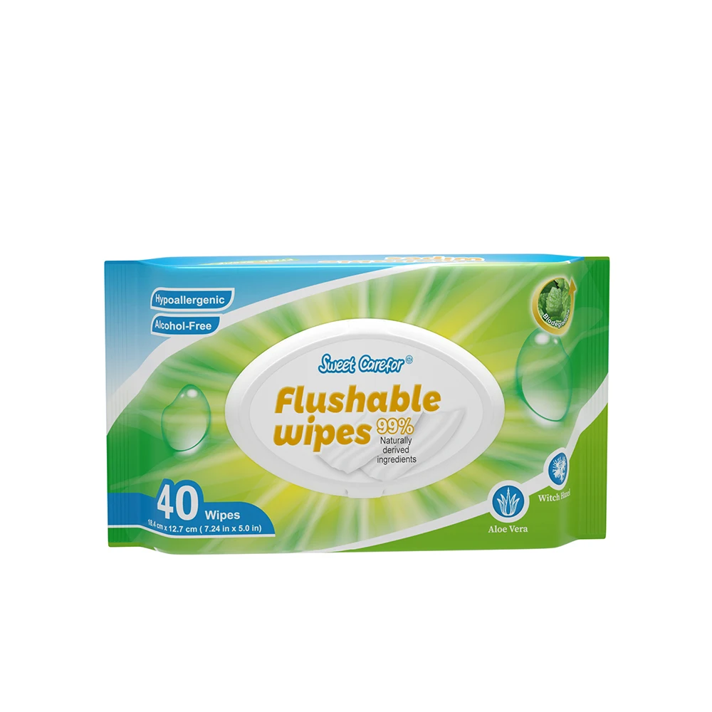 Flushable Butt Wipes With Soothing Botanicals & Aloe Soft & Gentle Wet Wipe Dispenser for Home Use, Septic Sewer Safe