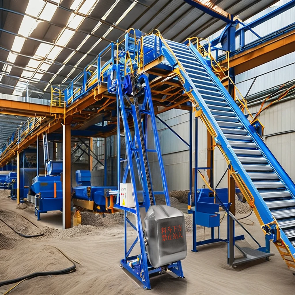 Tip bucket feeder large chain commercial vertical lifting plastic particle electric conveyor