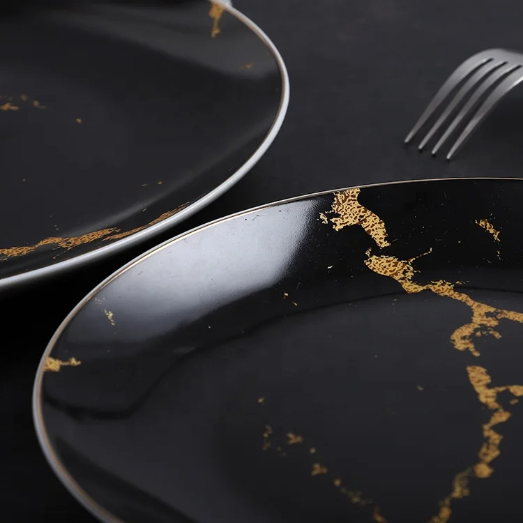 Новинка, столовые тарелки для ресторана, керамические мраморные современные тарелки, набор