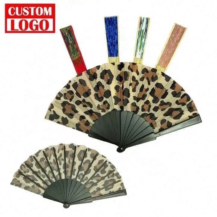 Japanese Chinese Vintage Fans Handheld Custom Printed Logo Promotional Folding Large Folding Bamboo Hand Fan
