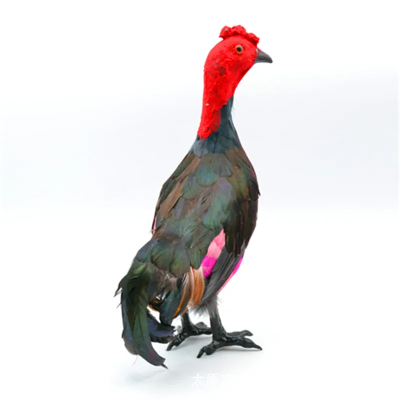 Feather Crafts Simulation Chicken Plastic Model Statue Fighting Cock Toy