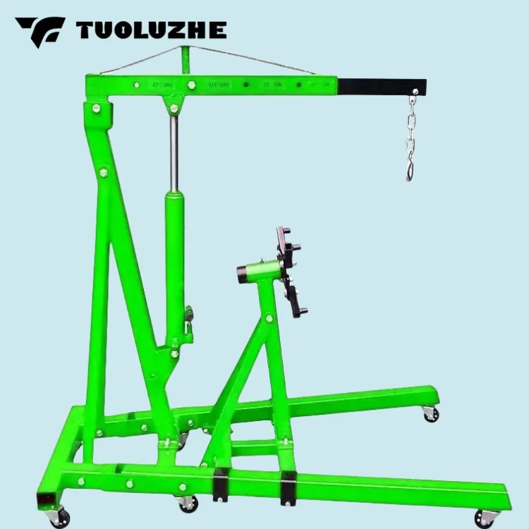 Mobile style crane jack car engine lift single arm crane 2 ton foldable shop crane with rotating engine stand