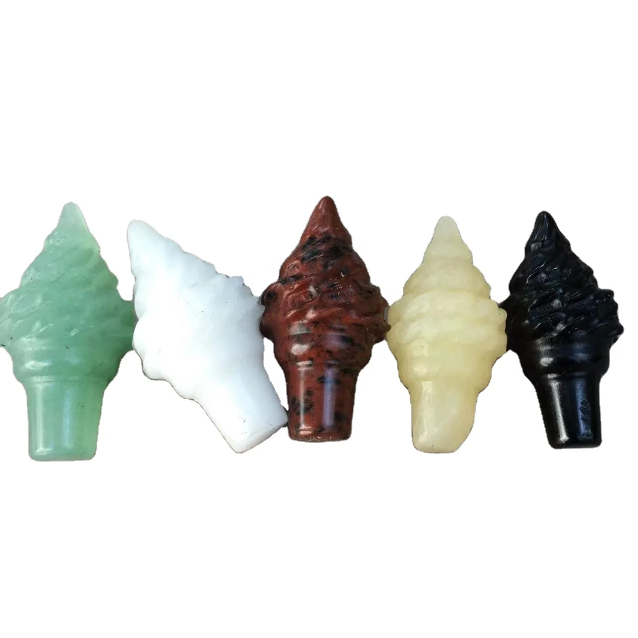 Natural Rose quartz crystal carved ice cream for Christmas gift healing semi-precious stone crafts