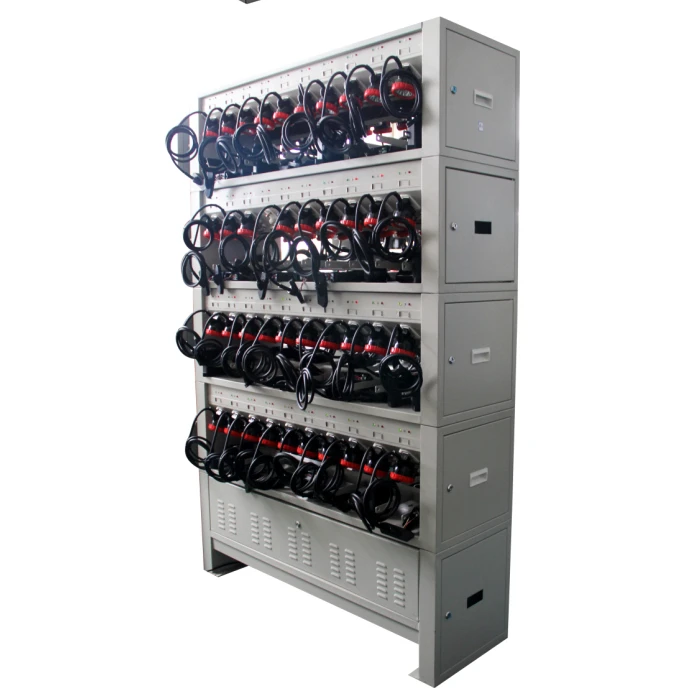 
80-unit mining cap lamp charging rack, helmet lamp rack charger 