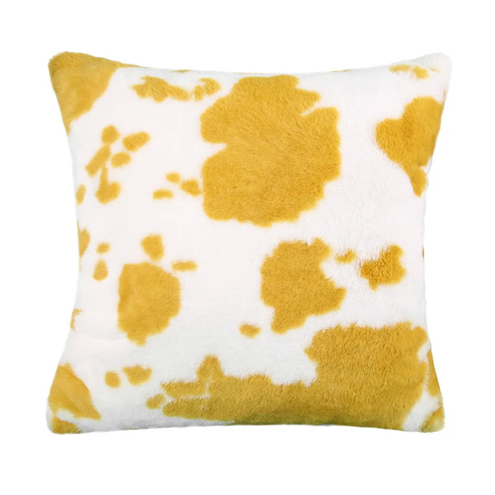 Wholesale Cow Print Hide Throw Cushion Cover Decorative plush Pillow case with Hidden Zipper Soft