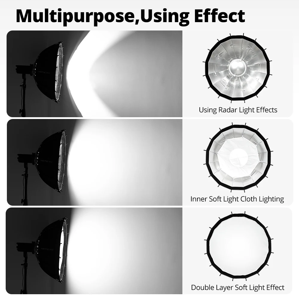 AMBITFUL 80cm parabolic Bowens Mount beauty dish Quick Folding softbox for Studio Photography Outdoor shooting