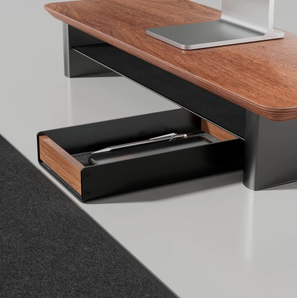 HPERGO Large Capacity Environmental Home Office Textured Walnut Wood Desktop Drawer Organiser Stationery Storage Box
