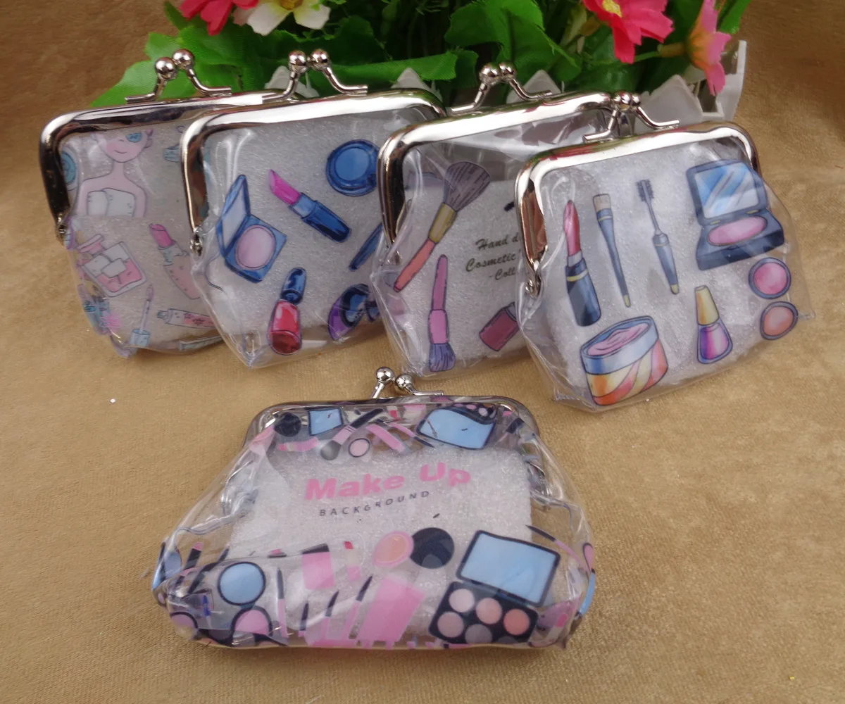 Pvc Transparent Cosmetics Bag Printing 3 Inch Clip Coin Purse Ppc Key Gift Coin Purse