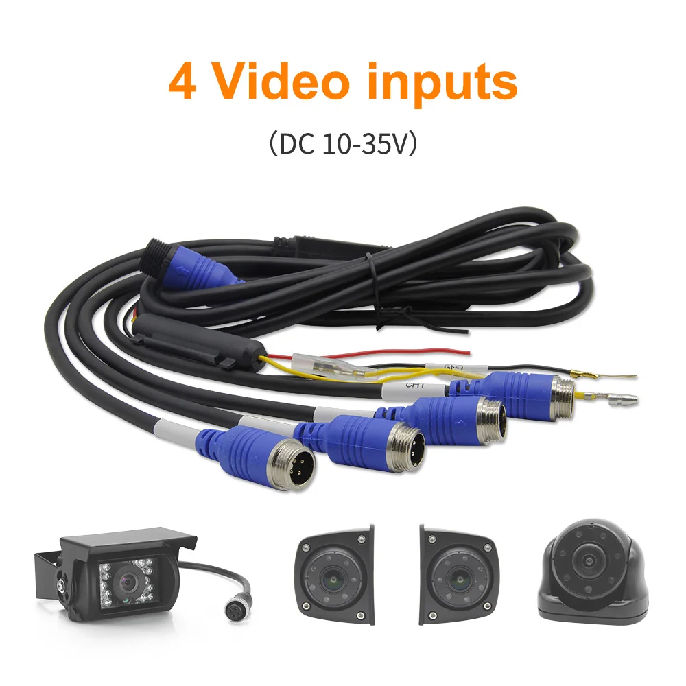 7 Inch Car Truck Bus Split Screen 4 Channels Quad AHD 720P Car Security Rear View Monitor Built-in DVR Recording Car Lcd Monitor