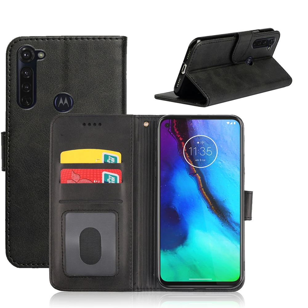 back cover phone Case with ID card slot Retro Luxury Flip Leather wallet For Motorola Moto G8 Power E7 Edge 20 Pro lite
