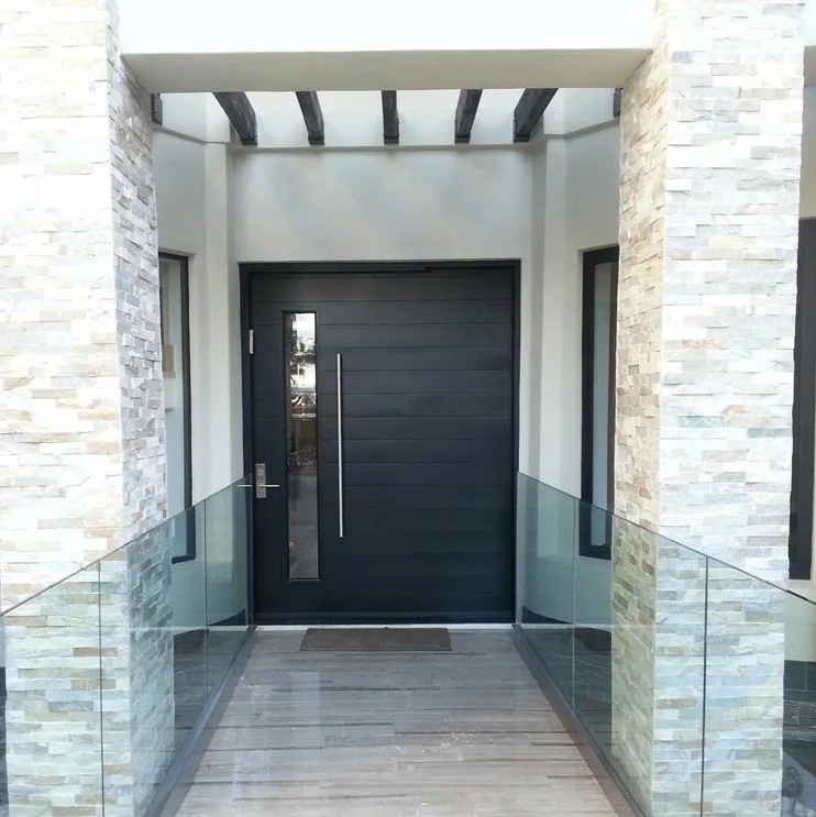 Customized Security Front Wooden Pivot Entrance Door External Modern Solid Wood Entry Door
