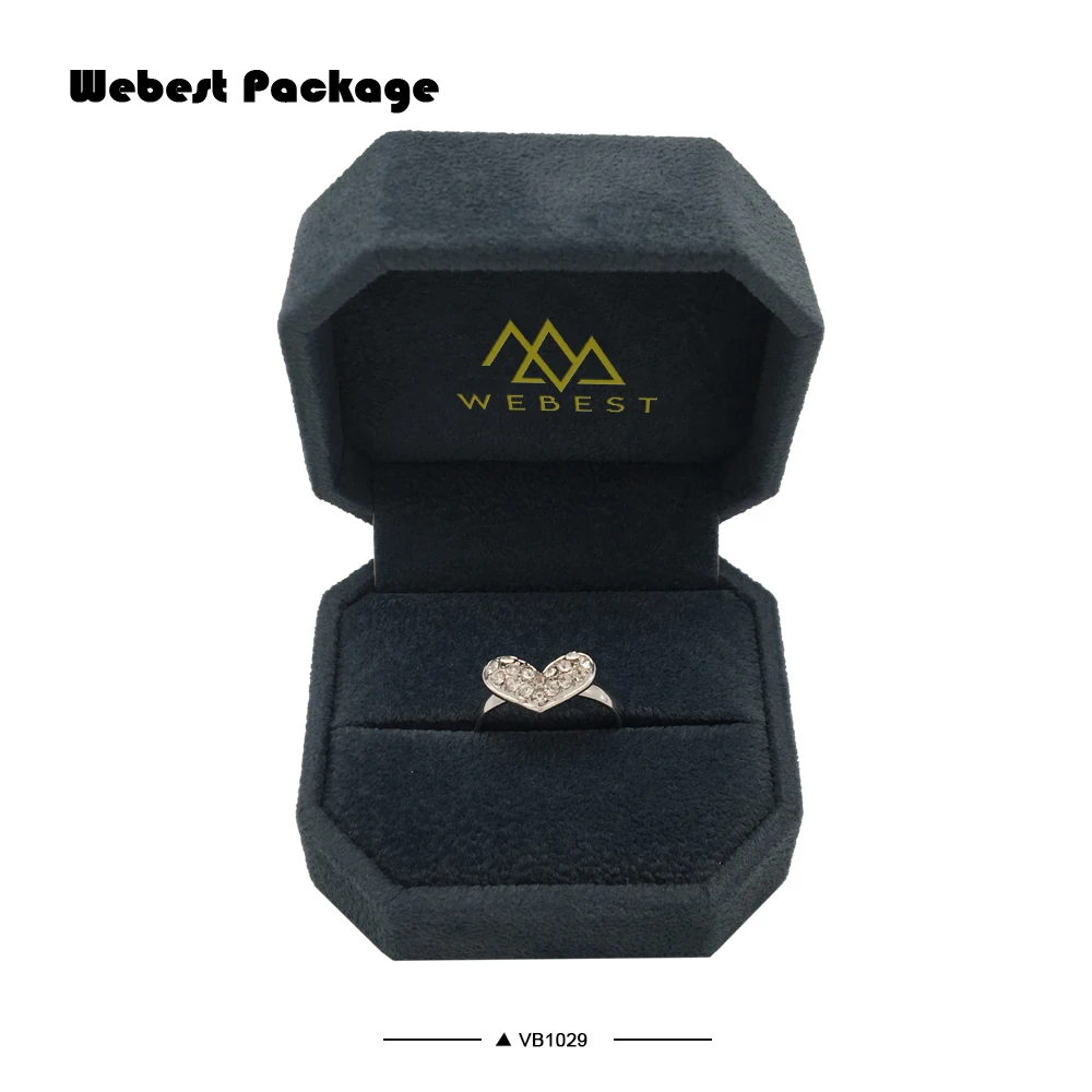 
Webest Package luxury blue jewelry ring box velvet vintage jewelry box fashion with logo 