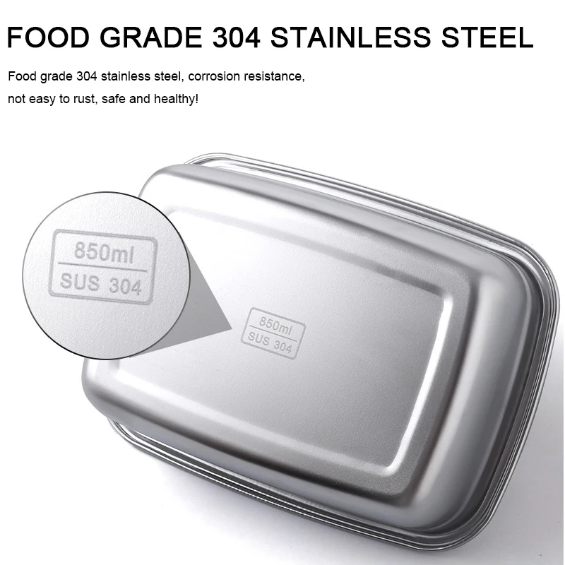 IKITCHEN Lunch Box Set Eco Friendly Leakproof Tiffin Box Food Container Microwave Safe Stainless Steel Bento Box With Paper Tape