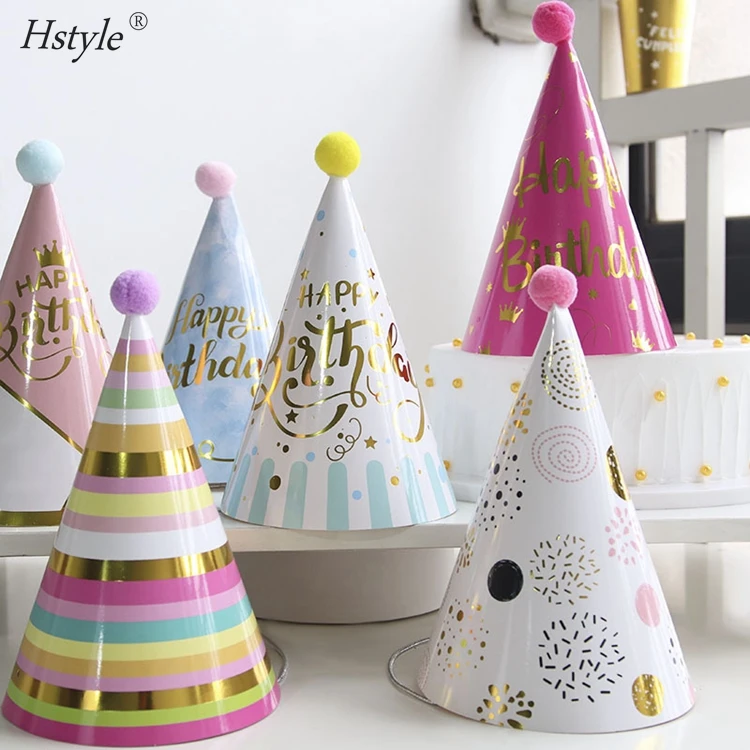 Kids Adult Birthday Hat Gold Letter Birthday Caps Prince Princess Birthday Party Decoration Celebration Party Hats SD161