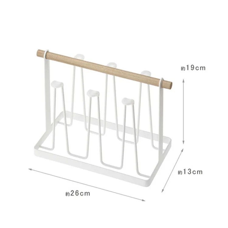 
2021OGJ hot-selling kitchen wrought iron simple Japanese-style white desktop cup storage rack household goods 