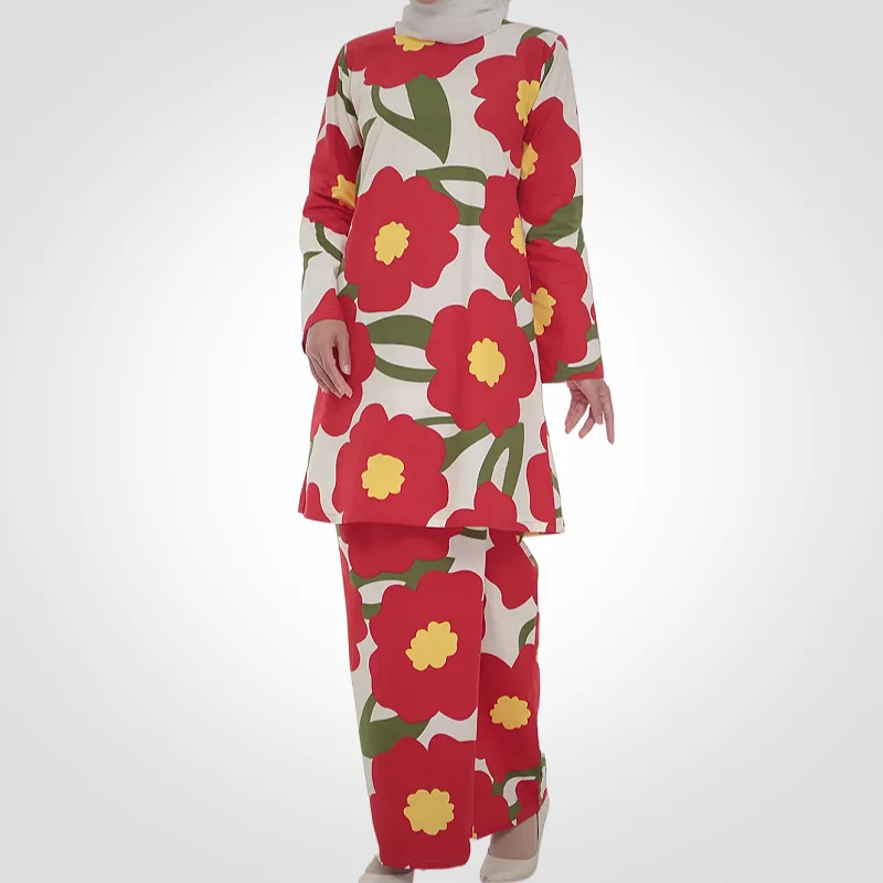 SIPO Eid Custom Malaysia Kurung Pahang Muslim Women Cotton Dress Round Neck Skirt Loose Cutting Comfortable Modern Baju Kurung