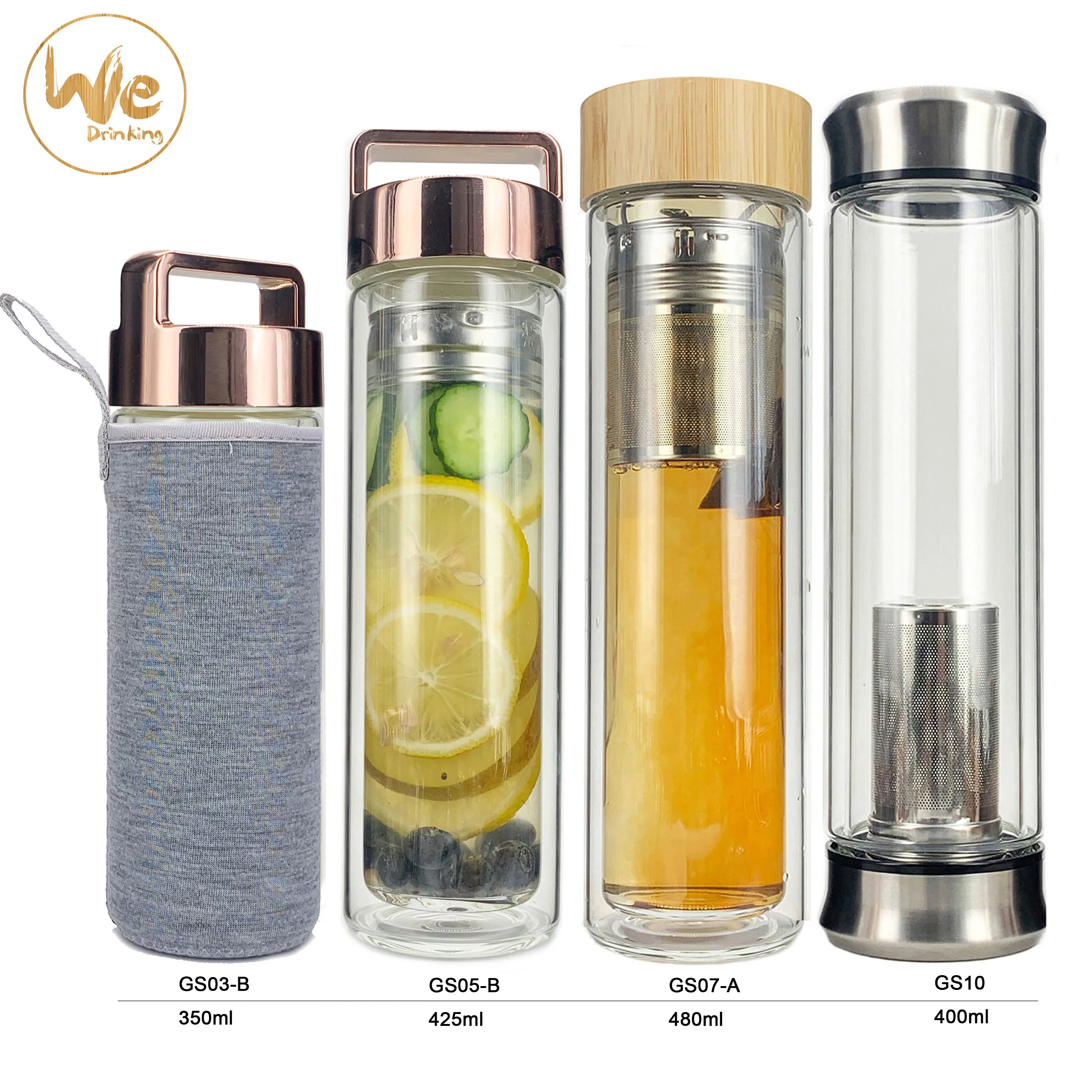 GS07-B 480 мл 17oz (с неограниченным количеством товара) герметичная кружка без добавления бисфенола а с двойными стенками стеклянная бутылка для воды и заваривания фруктов