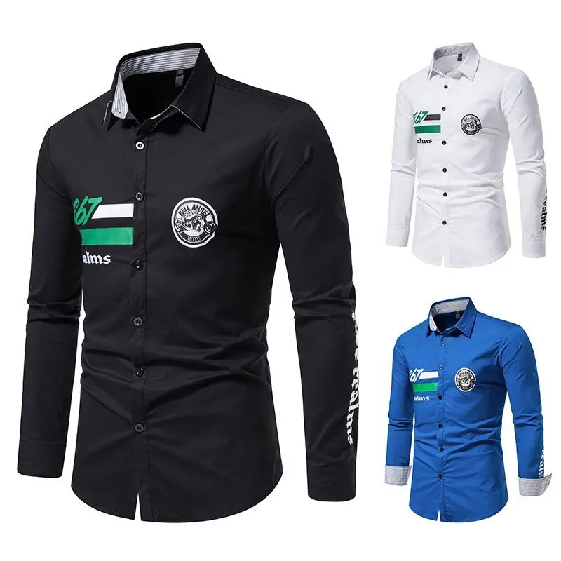 2022 New Arrival Spring Men Fashion Lapel Solid Color Single-breasted Cardigan Shirt Long Sleeved Casual Slim Fit Top