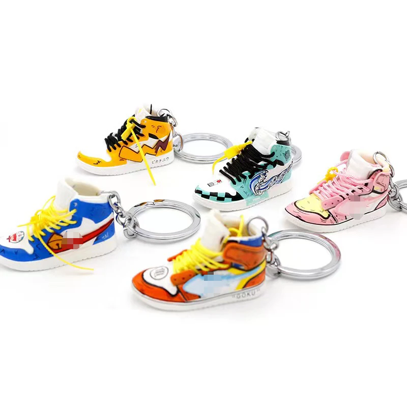 Soft Pvc 3D Sneakers Anime Joint 1/6 mini Shoes Creative J ordan Sneaker Keychain With Box