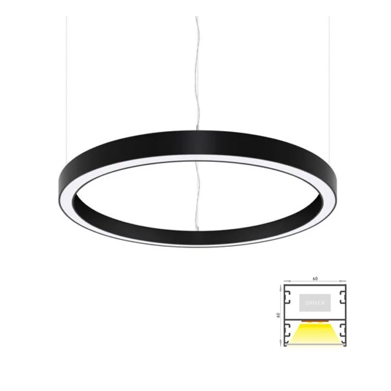 Custom Size Modern Circular LED Suspension Light Aluminum Profile Round Shape Curved Led Office Pendant Lights
