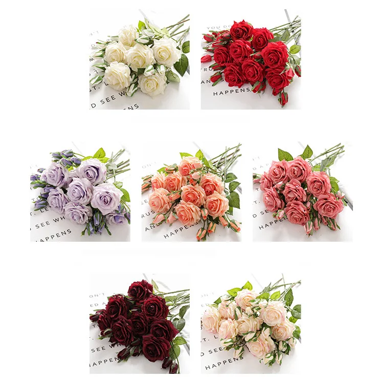 Realistic Design Artificial Flower Mini Roses Artificial Flower Real Touch Rose Wedding Flowers Decorations Artificial Rose