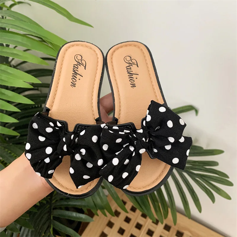 Ready To Ship Summer Kids Girls Bowknot Non-Slip Sandals Adult Women Casual Cute Bow Outdoor Beach Sandals And Slippers