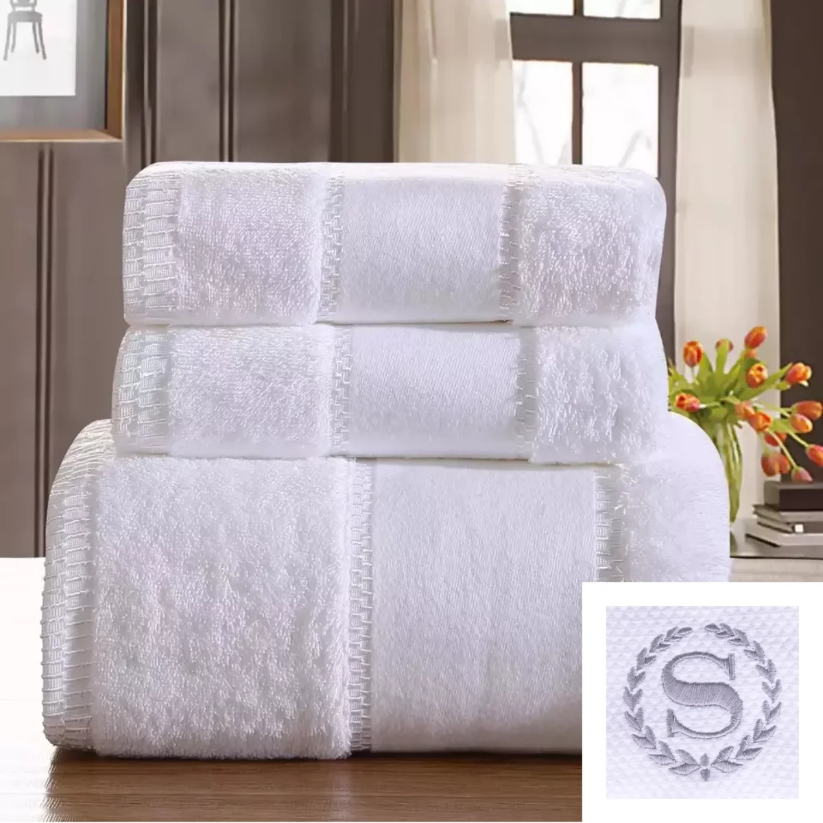 Embroidery Pattern Customization 100% Cotton Bath Towel Sets Face Towel Luxury Hotel Towels