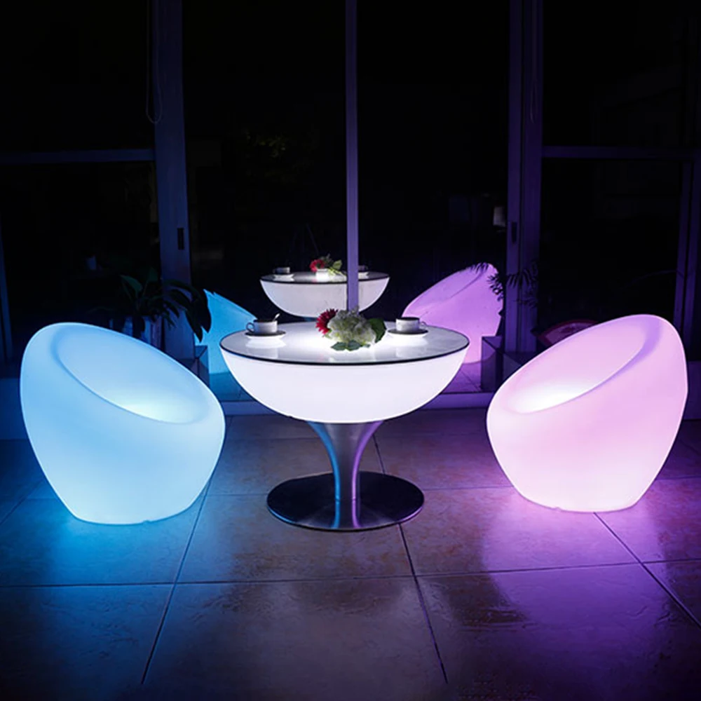 Fashion Luminous Furniture Set Double-Layer Small End Table And Glowing Led Armchair Rechargeable Led Lighting Bar Furniture
