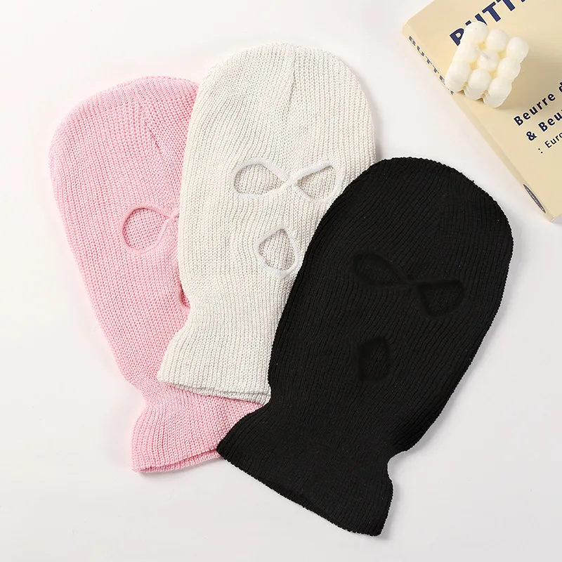 Fashion Custom 3 Hole Women Men 100% Acrylic Cheap Winter Cap Full Face Cover Ski Mask Knitted Hat