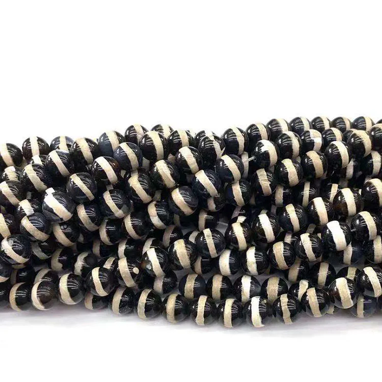 Wholesale 8mm Loose Faceted Black Tibet Agate Beads Gemstone Loose Beads For DIY Jewelry Making