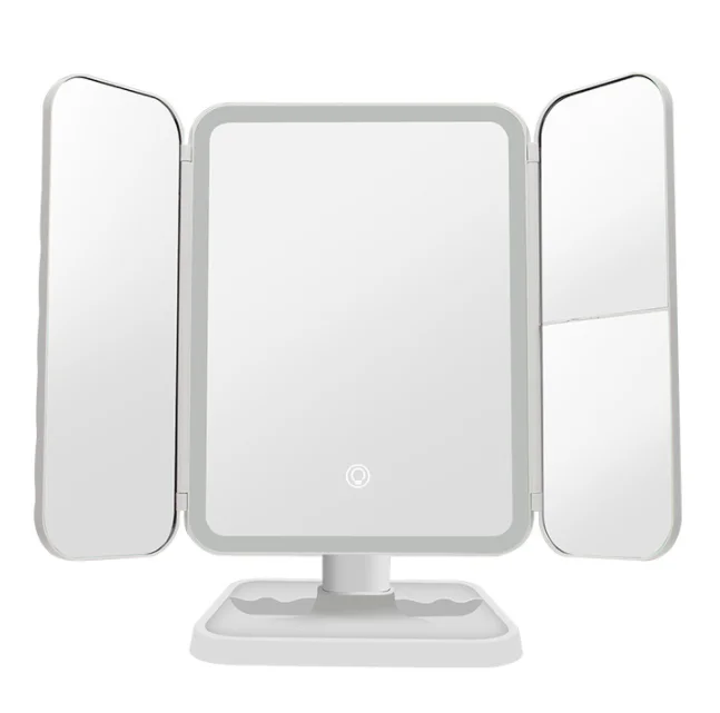 desk lamp three-sided folding touch sensor 180 degree rotating vanity magnifying wall mounted led foldable make up mirror