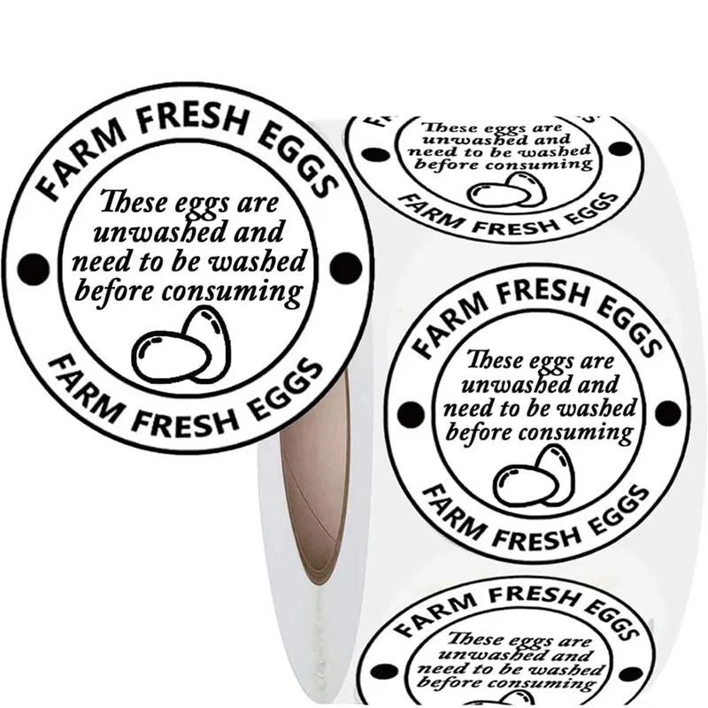 Recyclable 2-Inch Farm Fresh Egg Carton Labels Adhesive Stickers for Chicken Quail Scratch-Off Egg Packaging