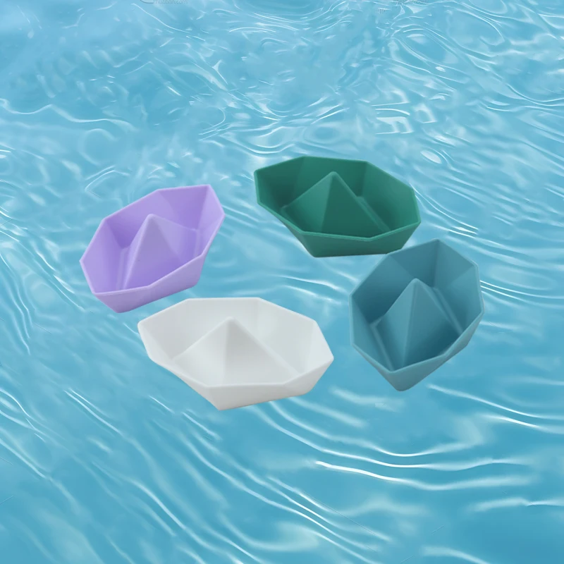 High Quality BPA free Silicone Boat Bath Toys Soft Baby Bath Toys Montessori Silicone Stacking Toy for Baby Boys and Girls