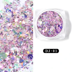 Wholesale Nail art supplies 12 color crystal clear acrylic powder Mixed size 1g bottled discoloration glitter acrylic powder