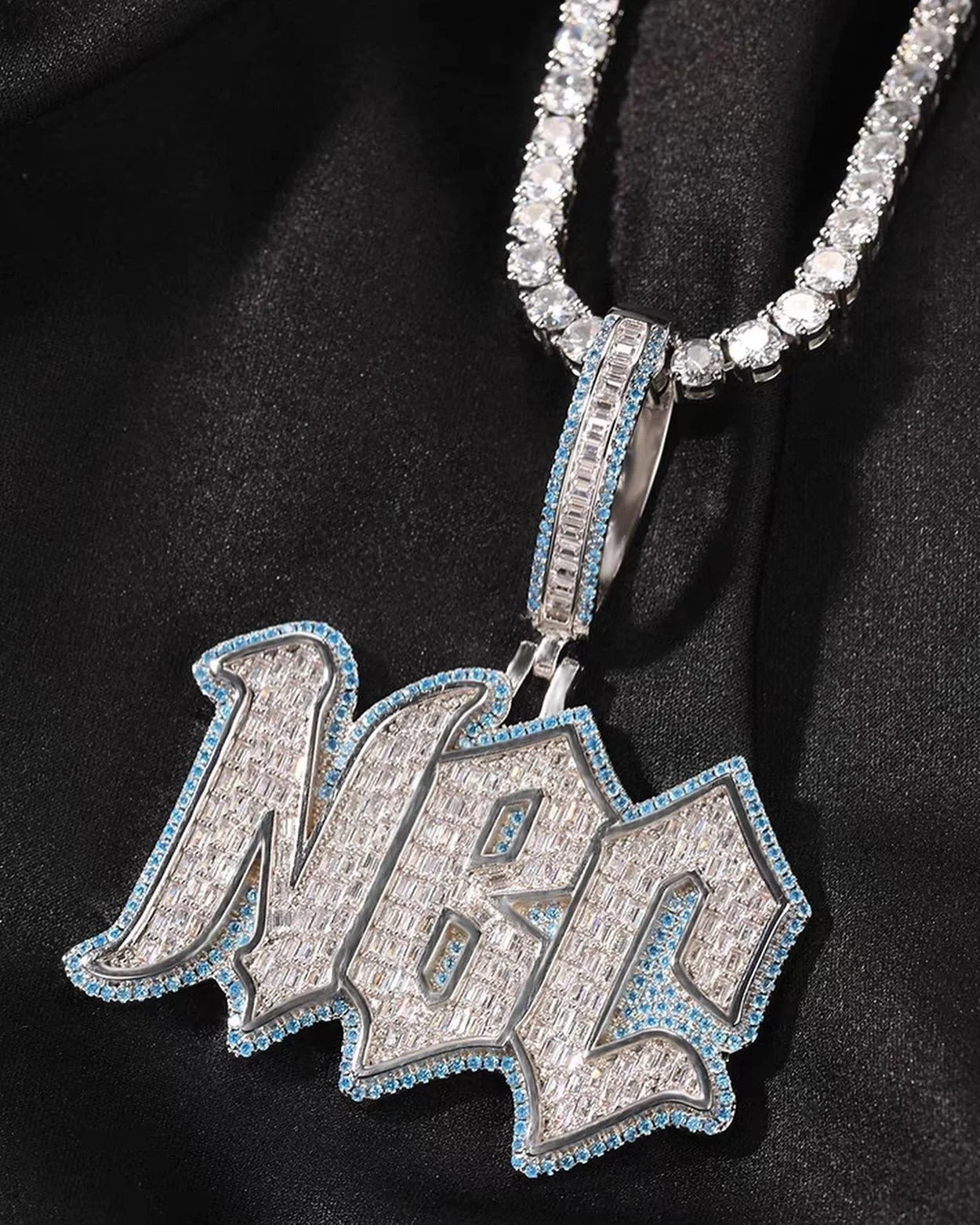 Custom Letter Baguette Cut Round Cut Moissainte Diamond Chain Pendant Iced Out S925 10K 14K 18K Gold Planted Hip Hop Pendant