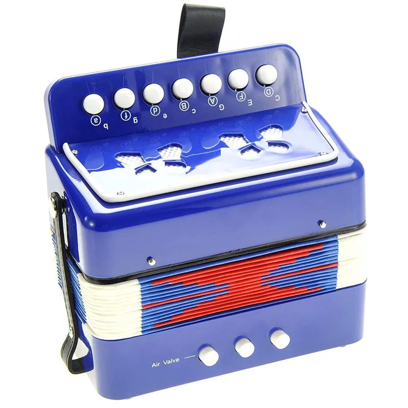 Оптовая продажа, высокое качество, логотип cutsom для раннего развития, синяя Маленькая детская кнопка, аккордеон, инструмент для музыкального обучения