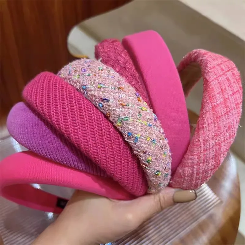 Pink Series Sponge Headbands Padded for Women Thin Wide Girls Hairbands Princess Hair Hoop