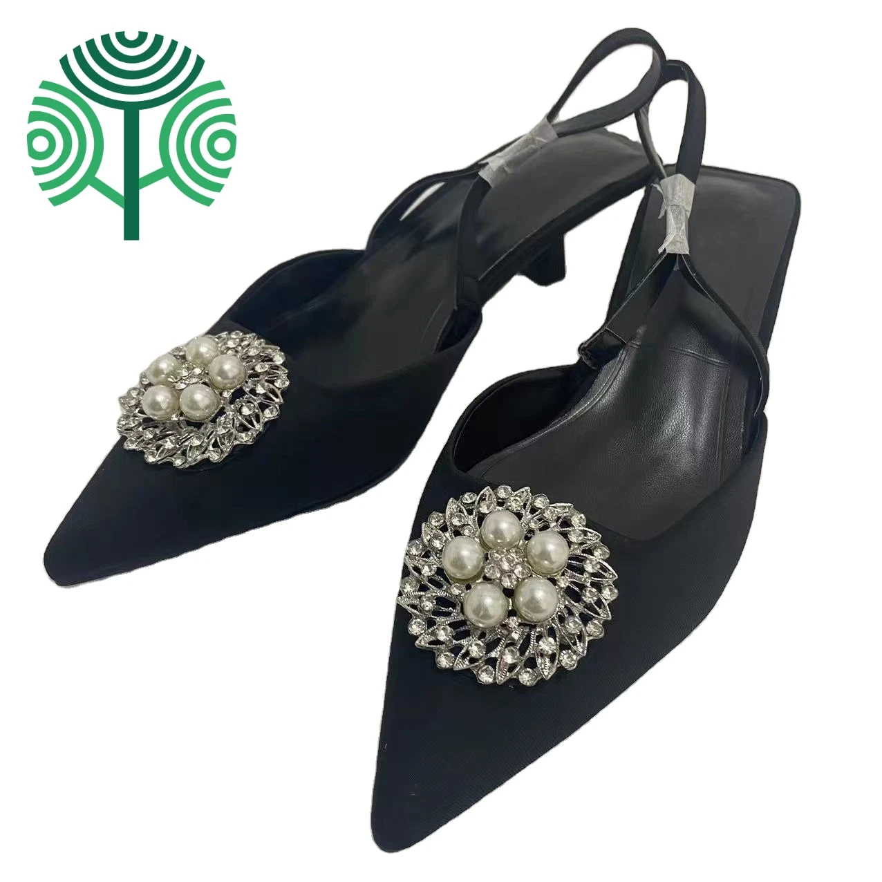 Summer heels elegant ladies colored rhinestone pearl  blue black rose shoes for ladies in stock
